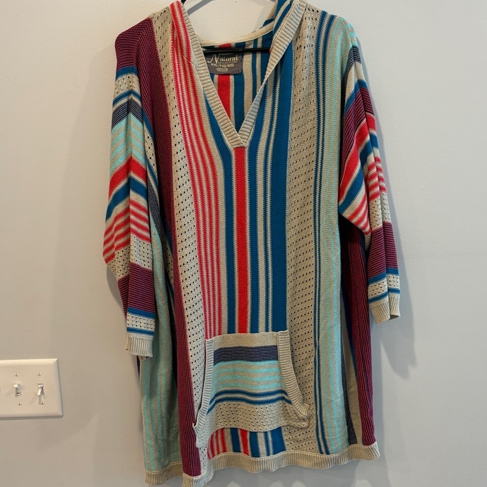 Natural Reflections Blue and Red Striped Sweater